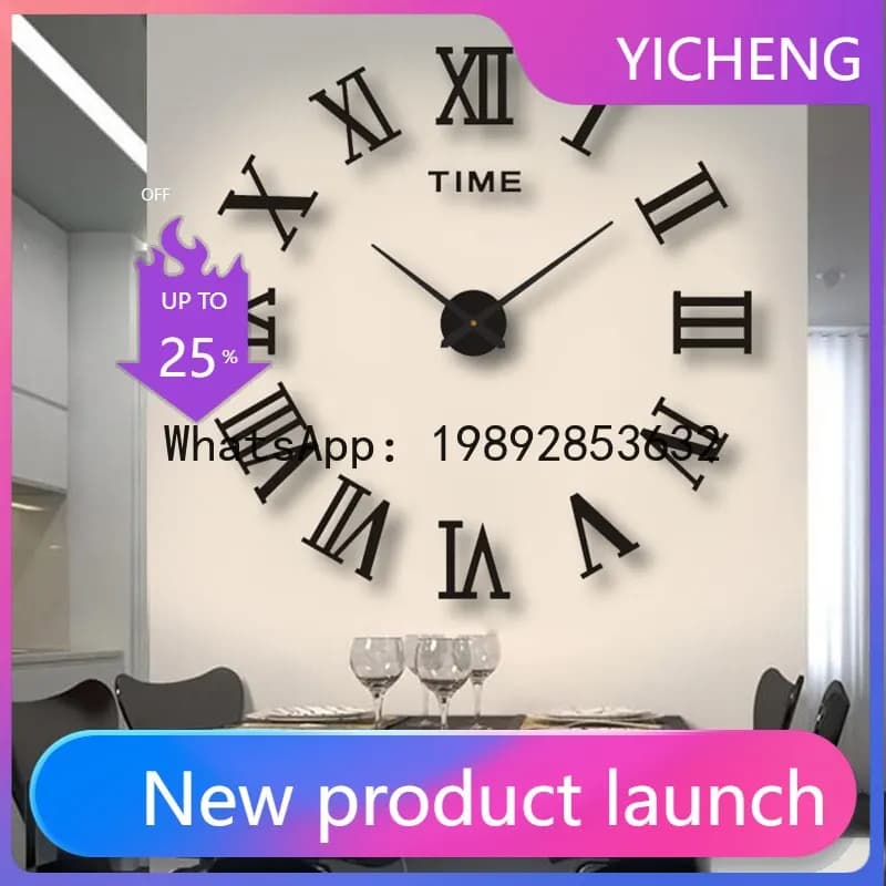 LYY 3DAcrylic Digital Wall Clock Roman Numerals Design Mirror Wall Clock Fashion Large Round Wall Clock DIY Self Adhesive Clocks