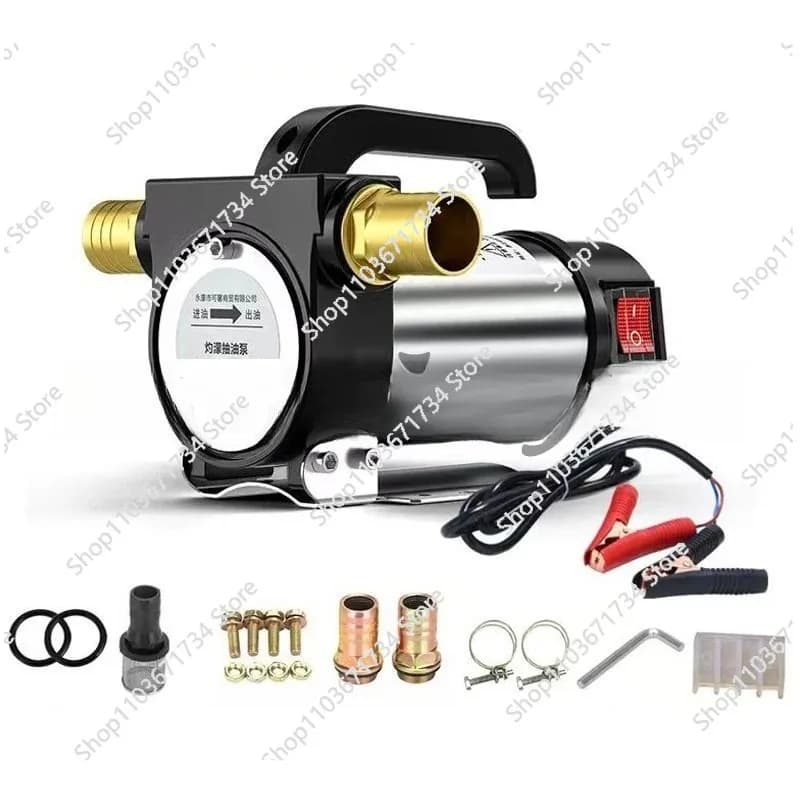220V Electric DC 12V/24V Oil Pump Self Priming for Diesel  Transfer Fuel Oil Well Water Pump 50L/min Forward and Reverse