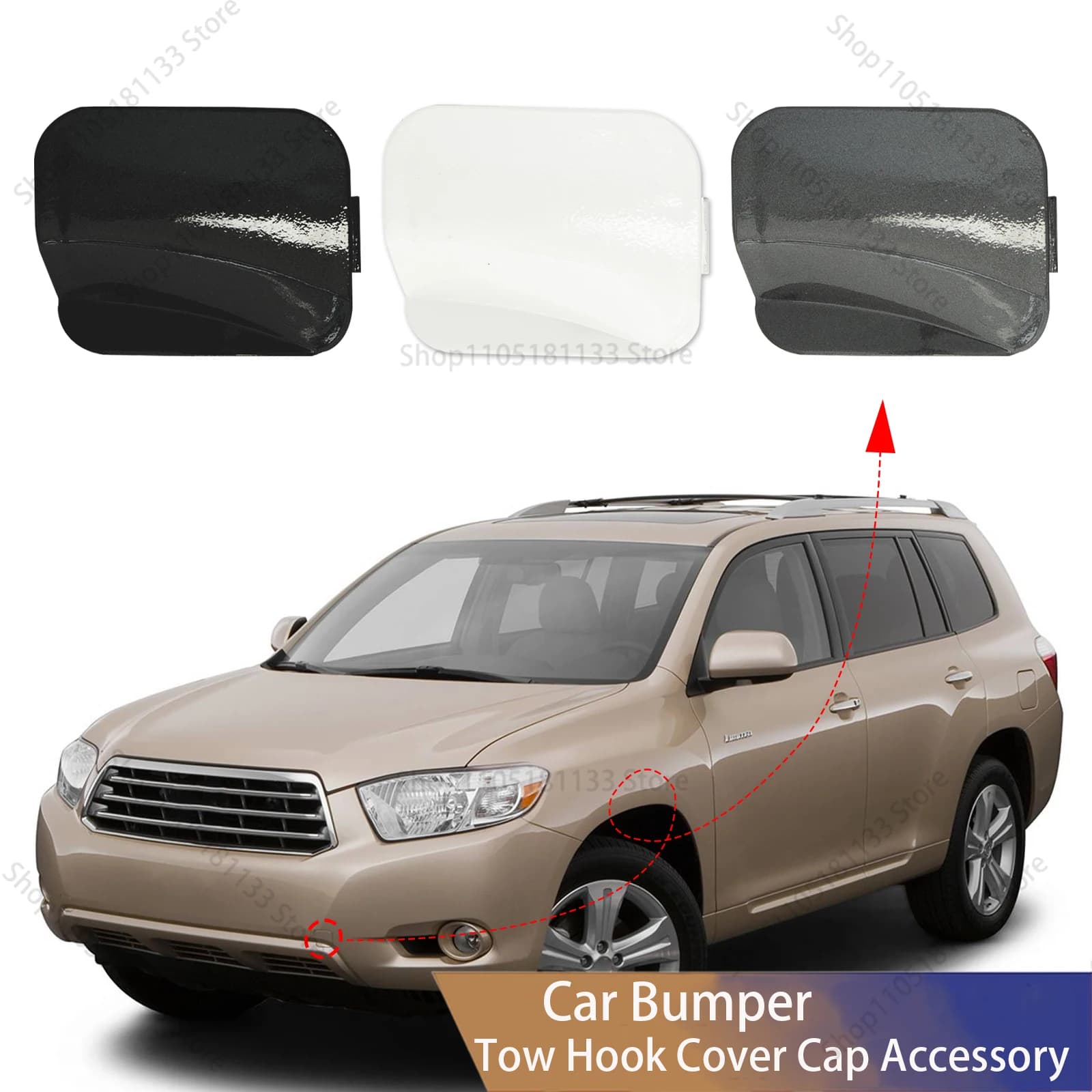 For Toyota Highlander 2008-2010 Front Bumper Tow Hook Cover 52128-0E030 Precision Fit Professional Grade Installation