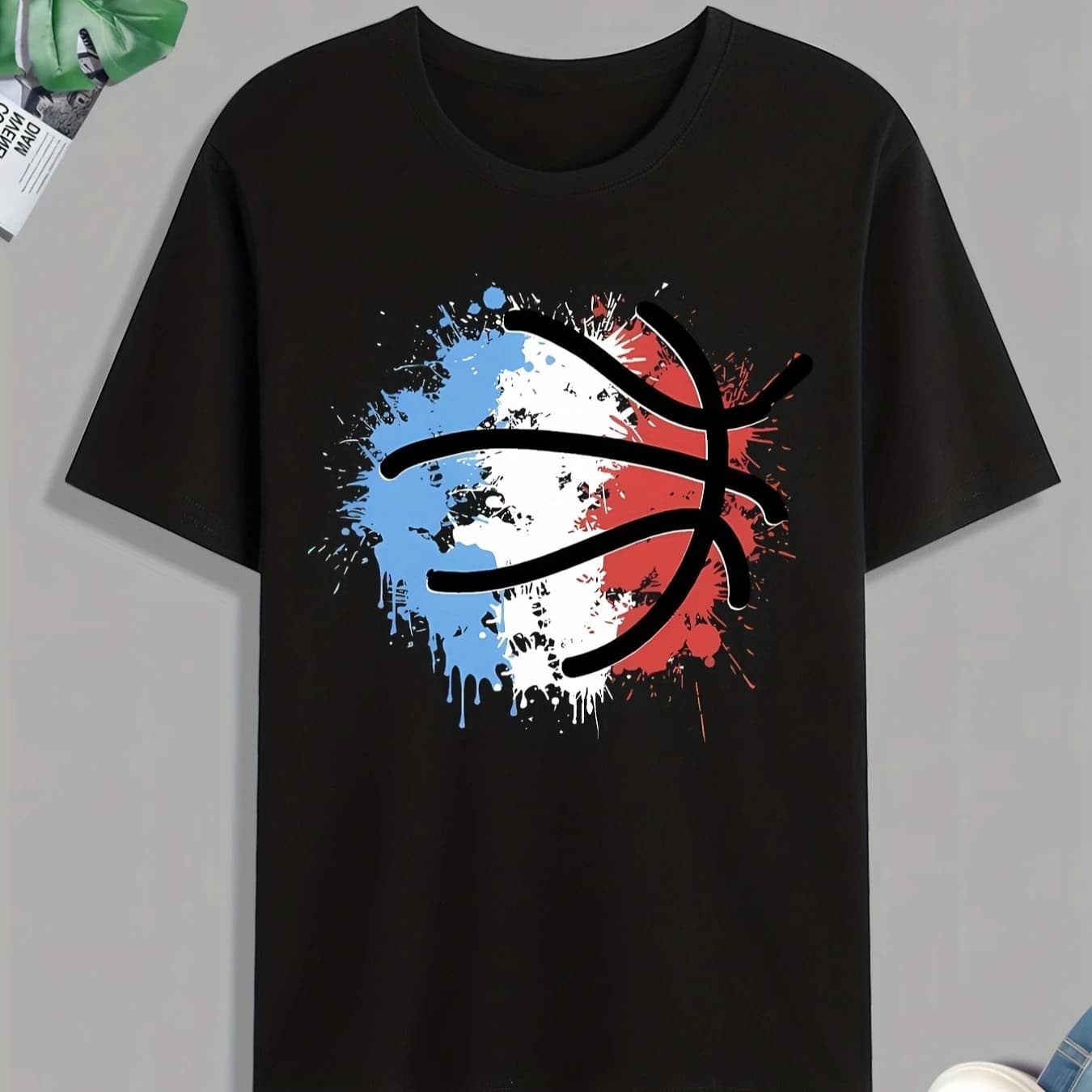 Basketball Print T-Shirt 100% Cotton O-Neck Short Sleeve Summer Casual Mens T-shirt Streetwear