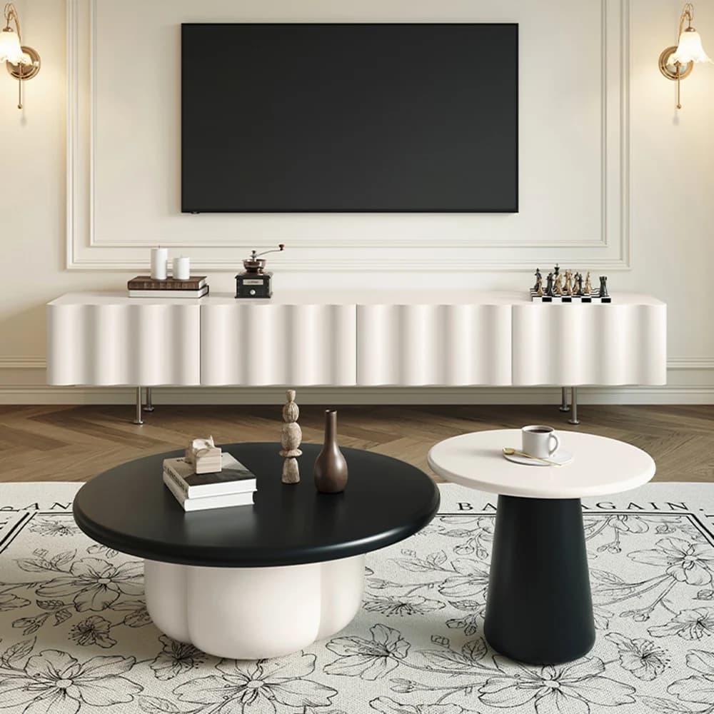 Stylish Modern White Legs Aesthetic TV Stand Perfect Living Room Nordic Fluted Design Ideal Home Decoration Muebleso Cas