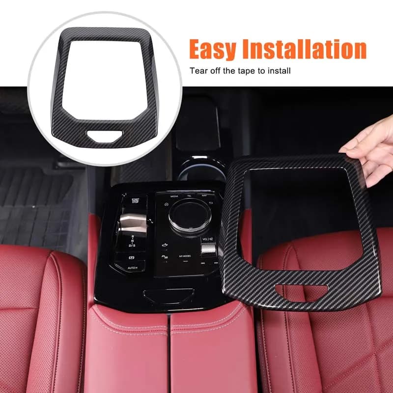 For BMW 5 Series G60 2024 2025 ABS Carbon Fiber Car Center Control Shift Frame Decorative Stickers Car Interior Accessories