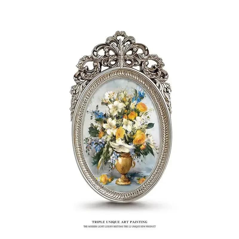 H1 entrance decoration bedroom corridor hanging paintings light luxury murals flowers unique oval hanging