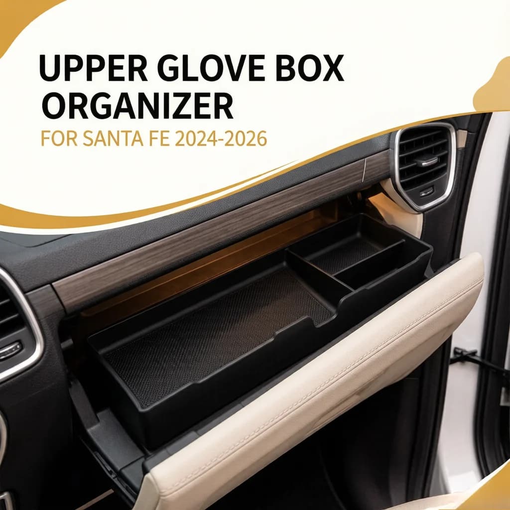 Glove Box Organizer Tray For Hyundai Santa Fe 2024 2025 2026 Upper Dash Storage Box Non-Slip Black Car Interior Accessories