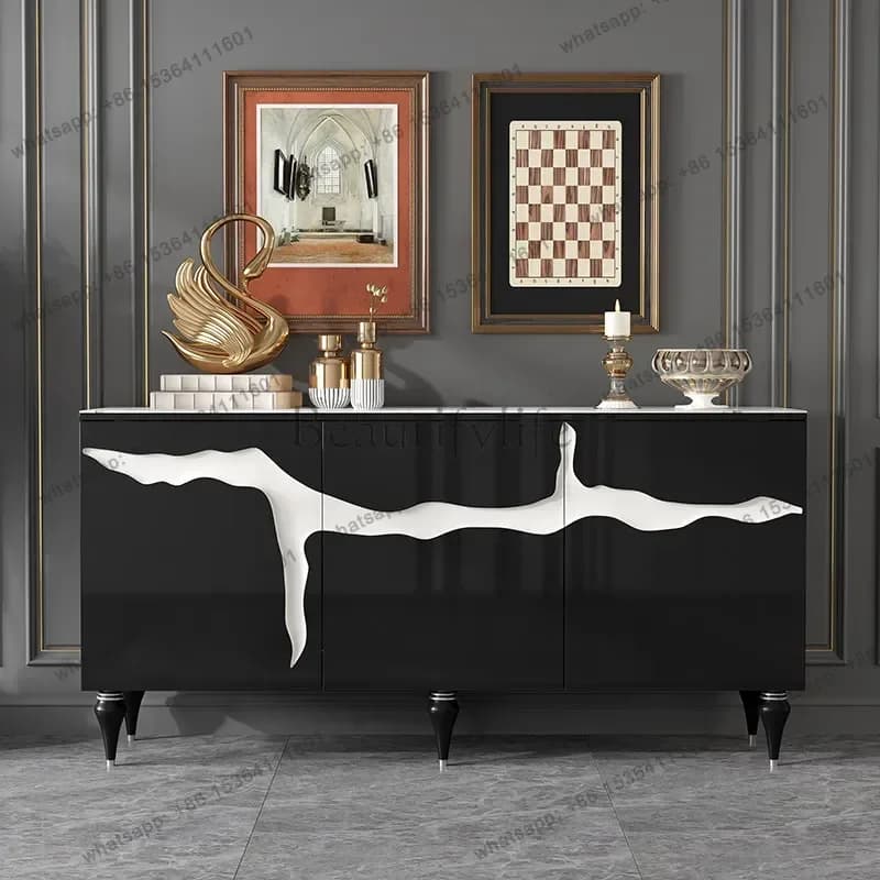 American-style porch cabinet Solid wood entry decorative partition cabinet New entrance porch cabinet Painted rock slab Dali