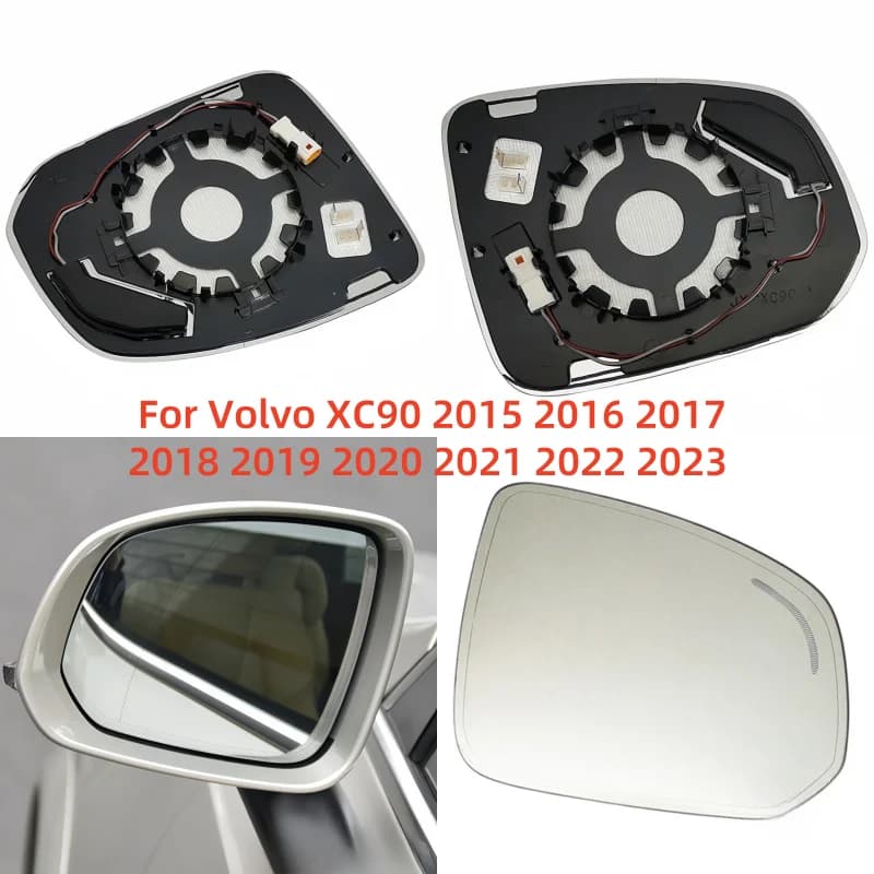 Heated Transparent Rearview Mirror Glass Lens Blind Spot For Volvo XC90 2015 2016 2017 2018 2019 2020 2021 2022 2023