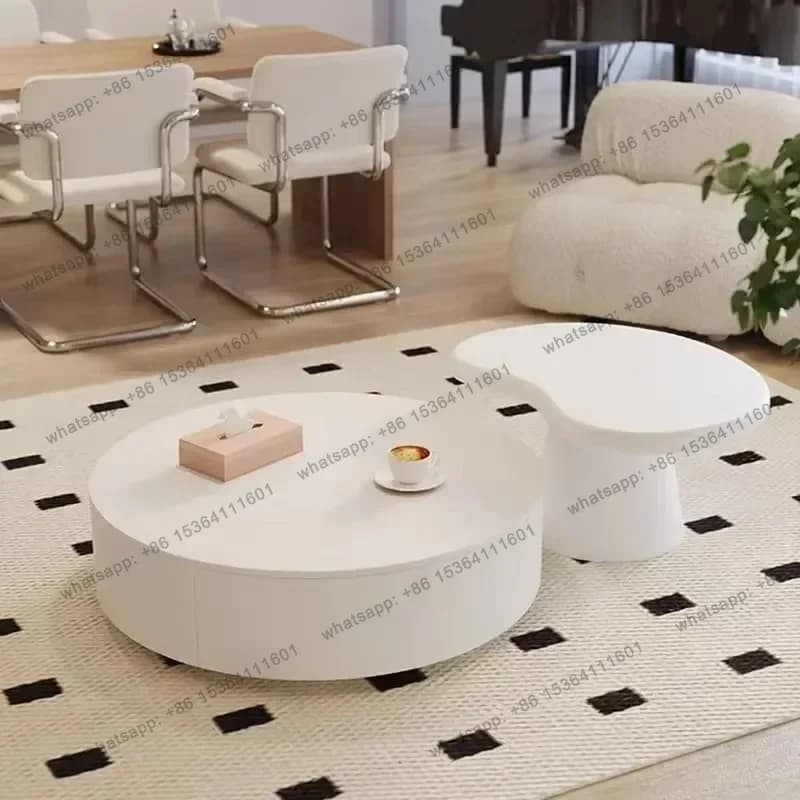 LJY Design Round Coffee Tables Nordic Design Simple Side Table Aesthetic Modern Stoliki Kawowe Living Room Furniture Nordic Desi