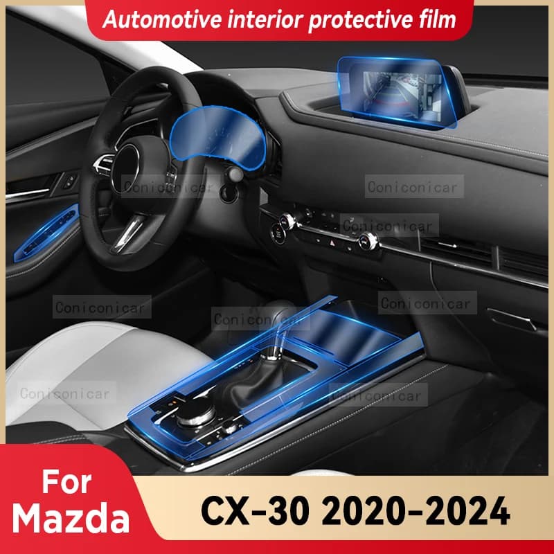 TPU for Mazda CX30 CX-30 2020-2024 Transparent Protect Film Car Interior Sticker Center Console Gear Door Window Navigator Panel