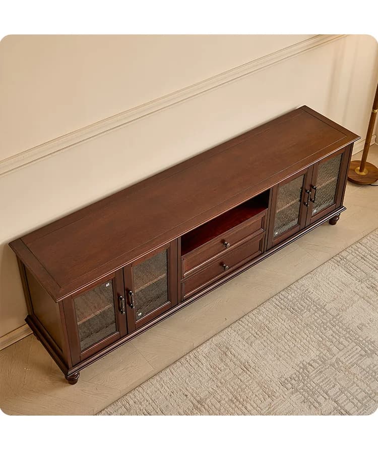 XL Simple American Country Style Walnut Wood Solid Wood TV Cabinet 2m Living Room Furniture