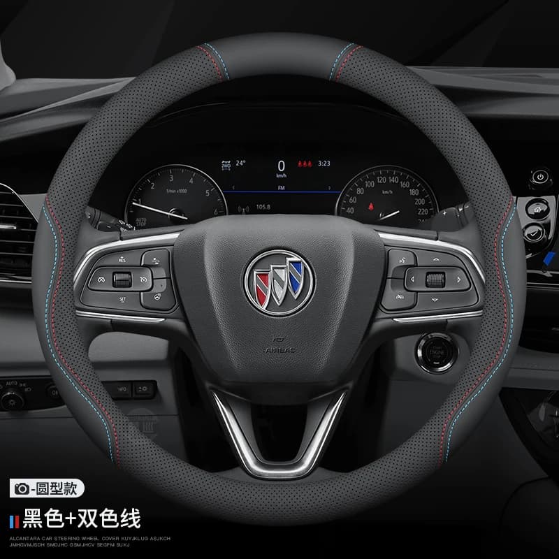 For Buick Verano Envision Avenir Excelle Enclave Anthem Cascada 37-38cm Leather Anti-slip Car Steering Wheel Cover Accessories