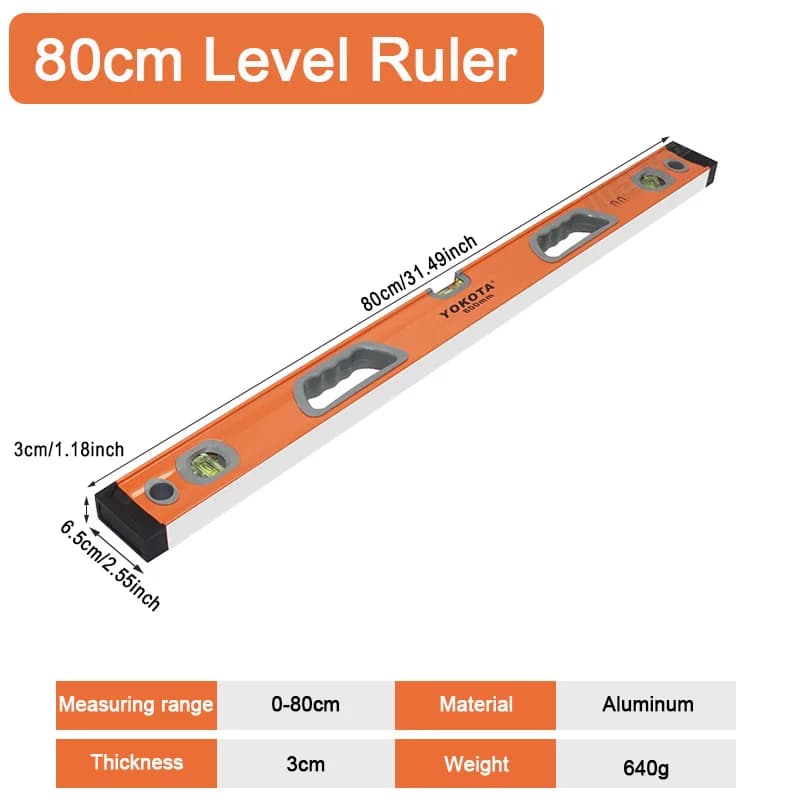 80cm Aluminium Level Ruler Spirit With Magnetic Water Bubble Level Bar Horizontal Rule Measuring Device Level Ruler