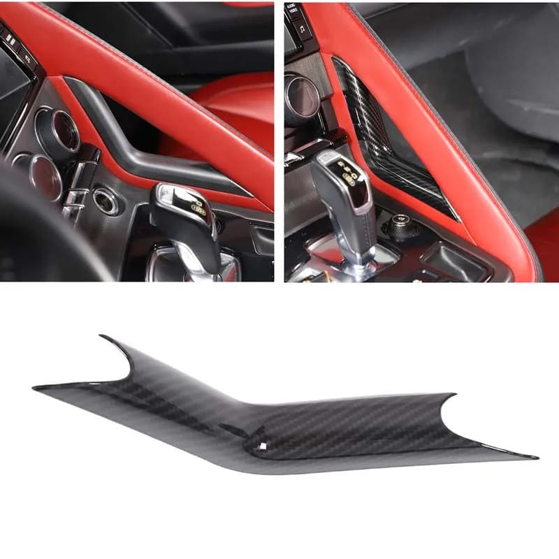 For Jaguar F-TYPE 2013-2025 Car Center Console Gear Right L-shaped Decorative Strip ABS Carbon Fiber Car Modification Parts