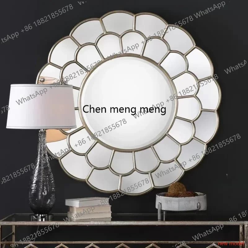 N138Decorative mirror wall coffee Nordic wall round edge h178
