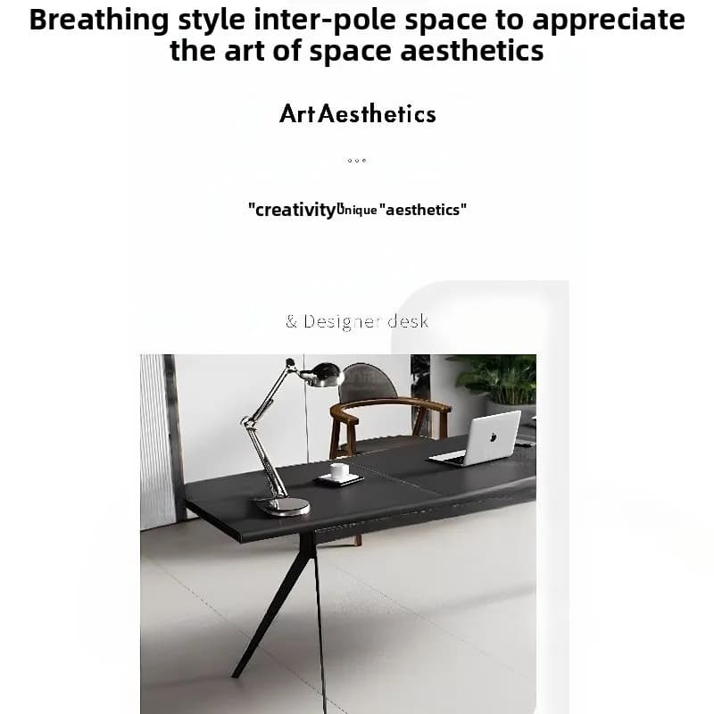 Italian light luxury minimalist desk, home saddle leather high-end study office writing desk