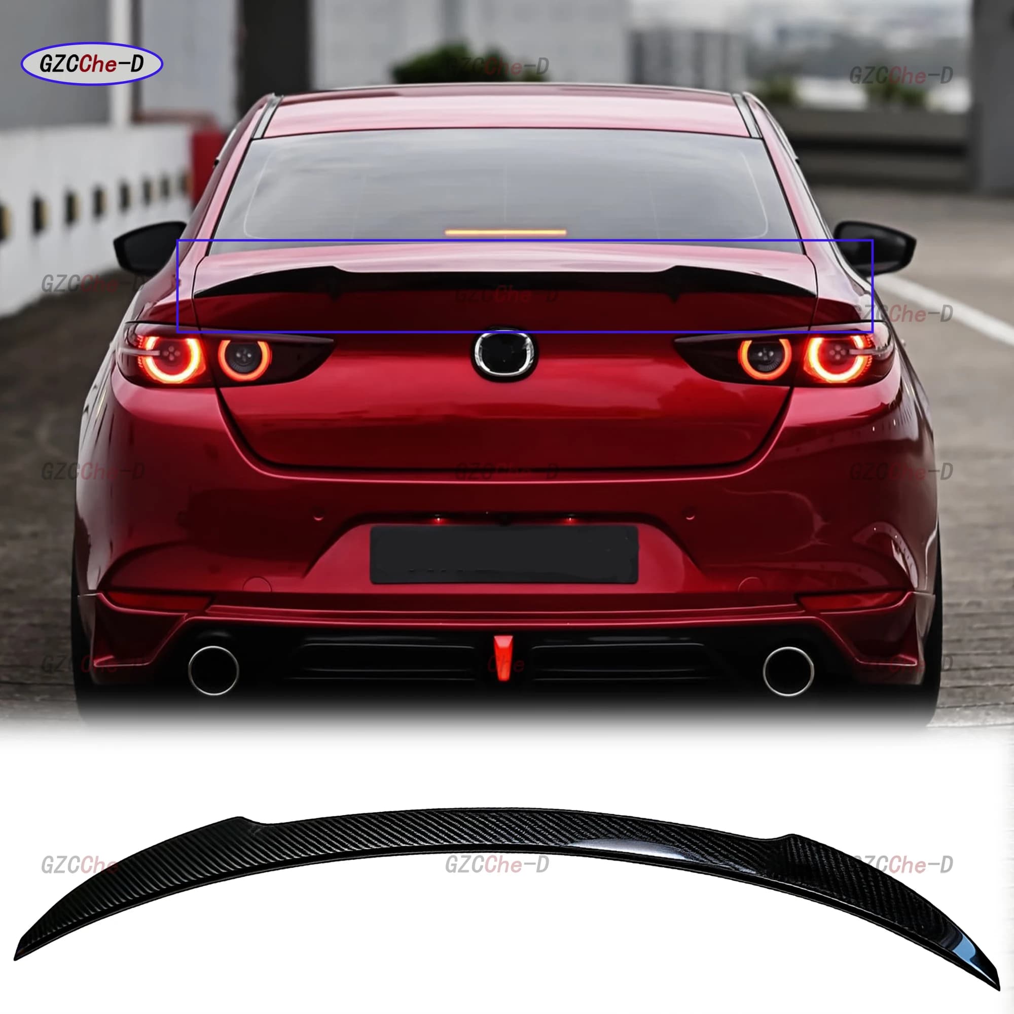 For Mazda 3 Axela 2020-2024 rear spoiler carbon fiber trunk lid diffuser aerodynamic kit rear wing