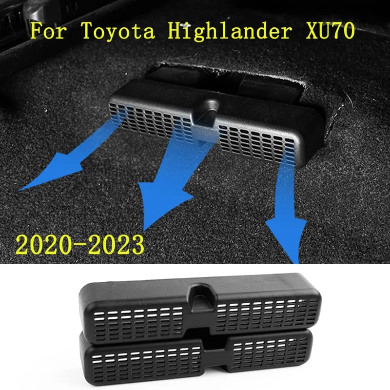 For Toyota Highlander XU70 2020-2025 ABS Black Car Seat Under The Air Outlet Dust Cover Exhaust Hood Car Accessories