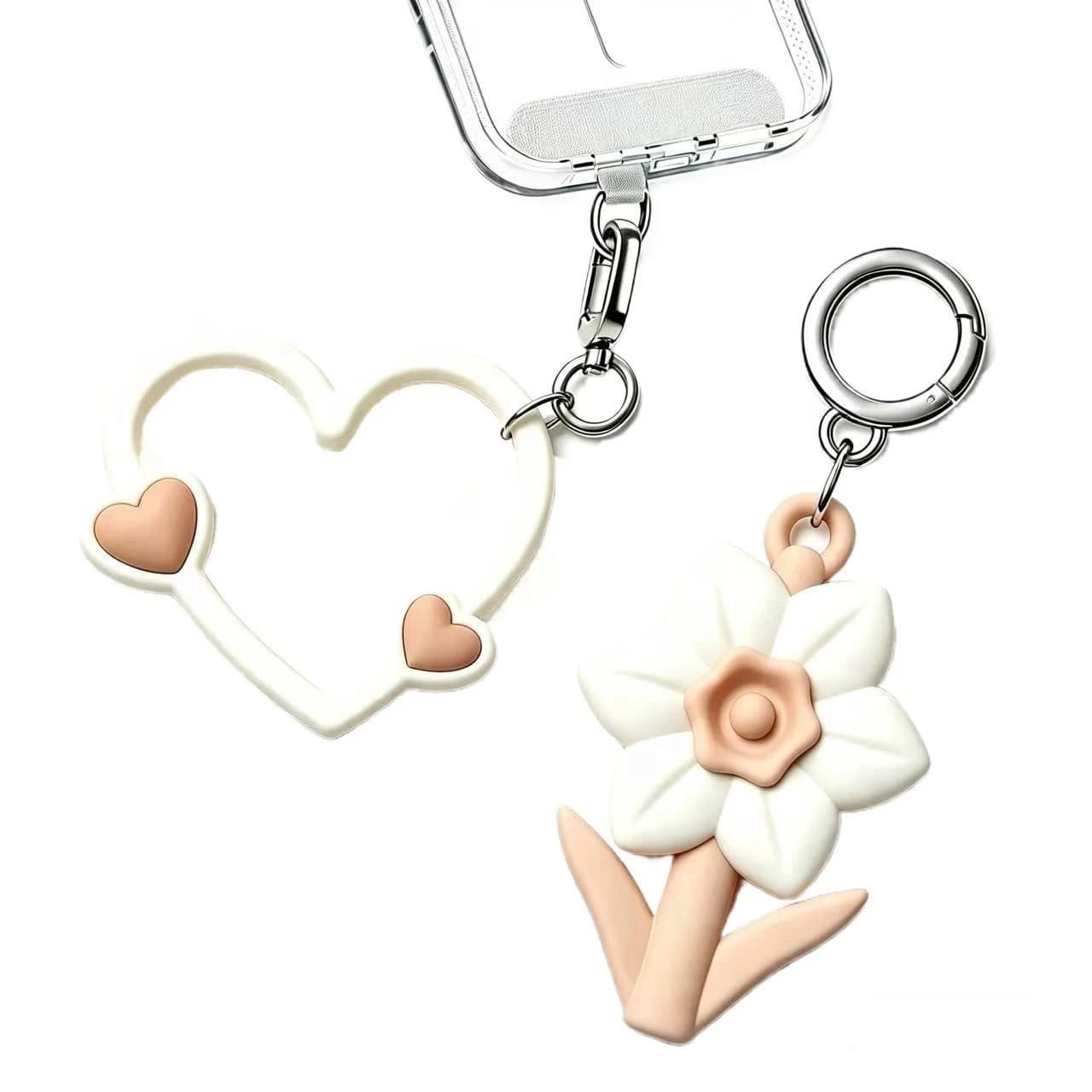 Flower Heart Multicolor Colorful Short Phone Charm Accessories for Galaxy for IPhone 18 17 16 15 14 13 Pro Max Case