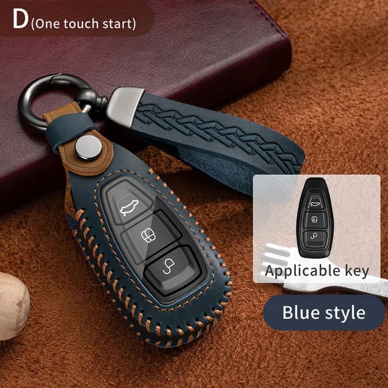 For Ford Focus 3 4 ST Mondeo MK3 MK4 Fiesta Fusion Kuga 2013 2014 2015 2017 2018 Leather Car Remote Key Case Shell Cover Fob