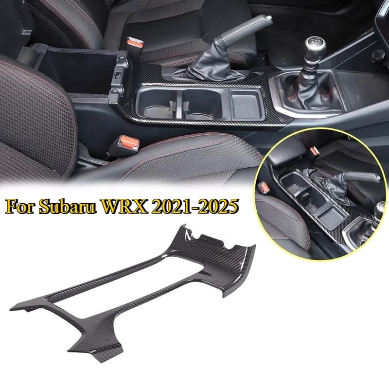 For Subaru WRX 2021-2025 ABS Carbon Fiber/Matt Black Car Central Water Cup Frame Cover Trim Sticker Car Accessories(LHD)