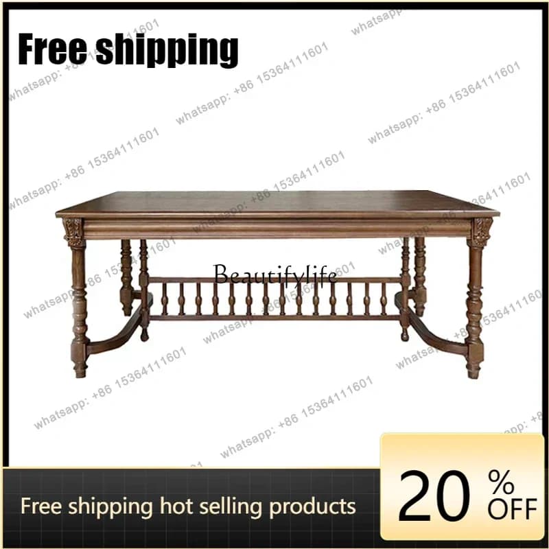 HJ American original oak dining table and chairs solid wood dining chair retro square walnut desk furniture antique dining tabl