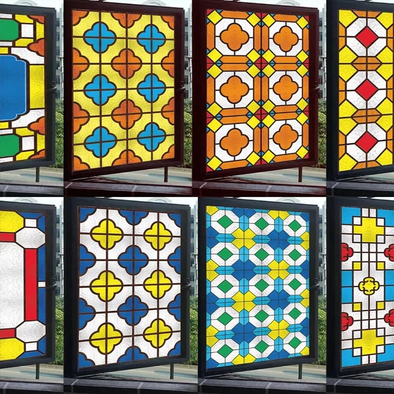 European Style Retro Glass Film,Electrostatic Frosting,Adhesive Free Art Painting,Privacy Protection, Window Film, Stained Glass