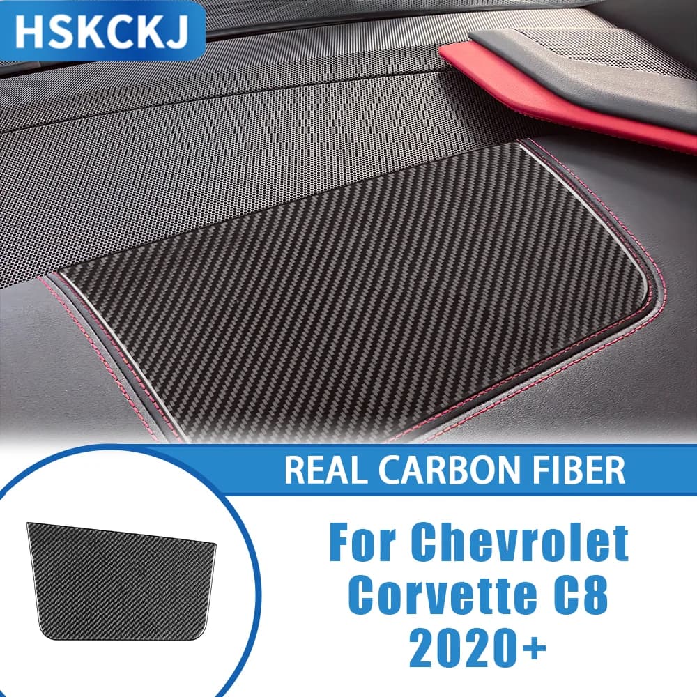 For Chevrolet Corvette C8 2020+ Carbon Fiber Car Accessories Copilot Dashboard Panel Decals Interior Cover Tirm Modified Sticker