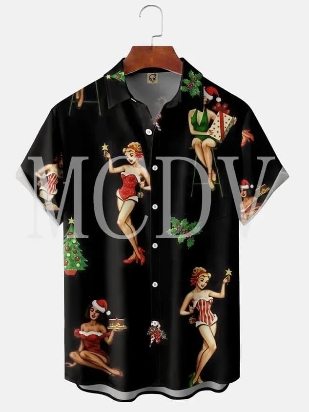 60s Retro Casual Men's for women Hawaiian Rockabilly Shirt Oversized Stretch Music Car Aloha Shirts