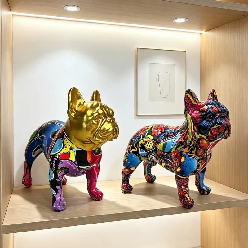 Creative Resin Hippopotamus Figurine Decoration, DIY Graffiti Crafts for Pet Dogs, Desktop Animal Dog Statue Home Decoration.