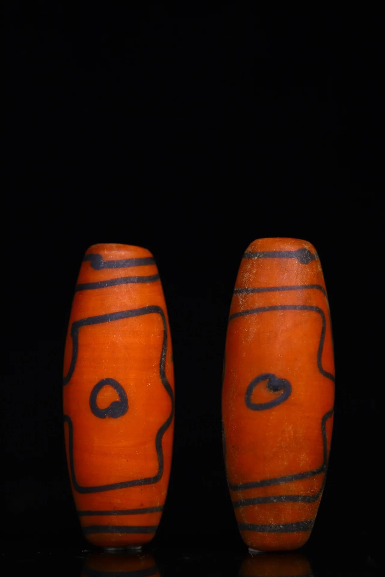 Temple Collection Old Coloured glaze gZi Beads A Pair Buddha beads Amulet Pendant Dharma Town House Exorcism