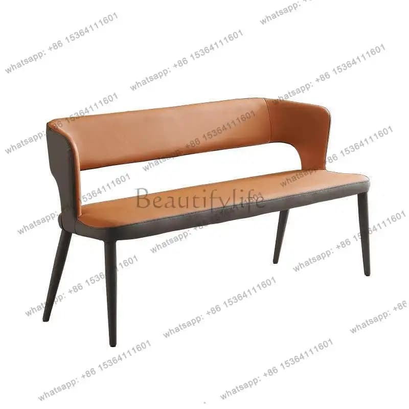 Modern simple household long stool backrest light luxury rectangular soft bag dining stool