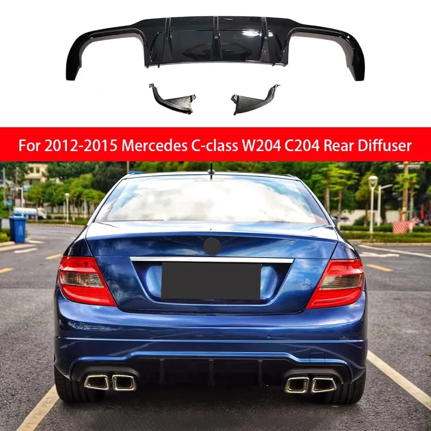 For 2012-2015 Mercedes C-class W204 C204 C180 C200 C63 Car Rear Bumper Diffuser Lip Spoiler Chin Automobiles Tuning Body kits