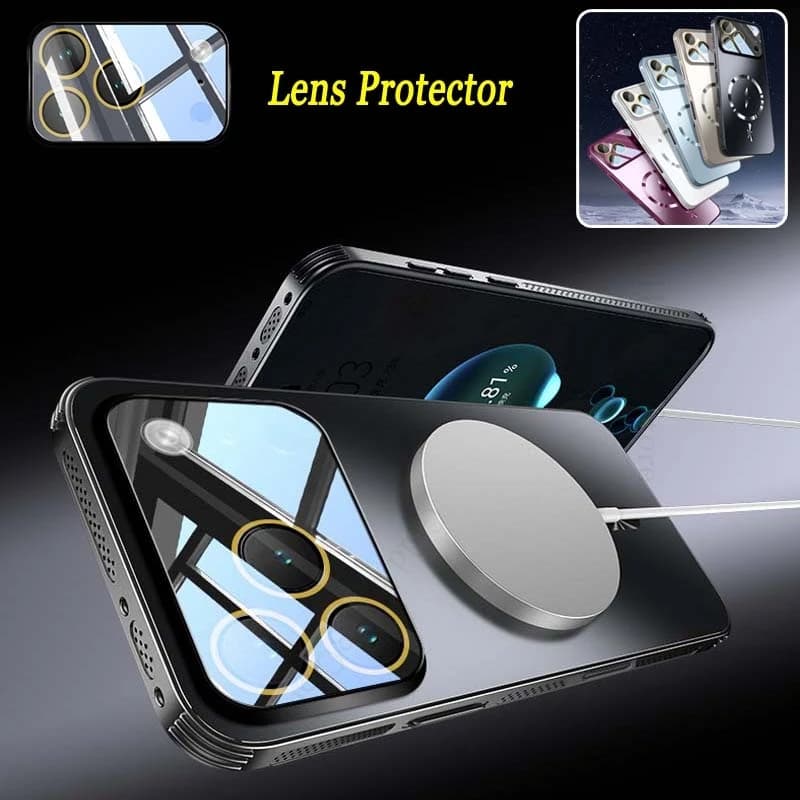 For iPhone 17 16 Pro Max Cooling Heat Dissipation Armor Case For Apple 16 E 17 Air 14 13 15 Pro Plus For Magsafe Magnetic Cover