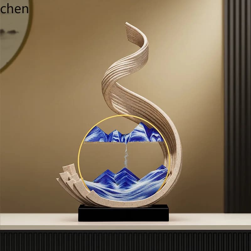 WW15 feng shui water rises quicksand painting ornaments high-end living room tv cabinet office housewarming gift