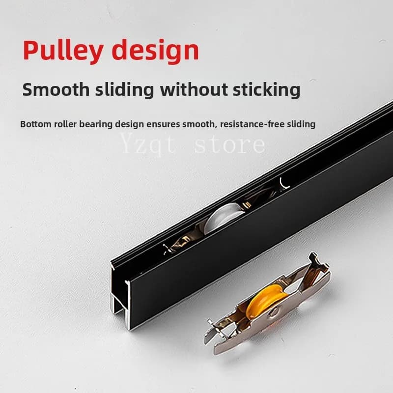 Glass Track Sliding Door Slide Double Chute Track Sliding Door Track Wine Cabinet Display Cabinet Up and Down Door Pulley