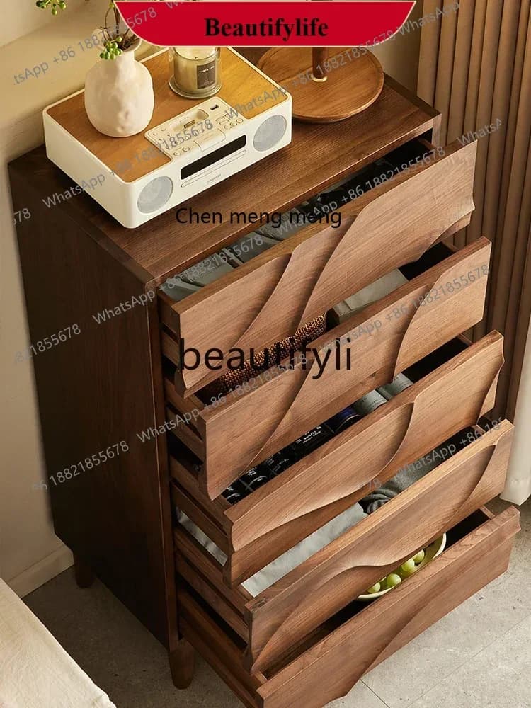 North American black walnut chest of drawers Nordic simple solid wood locker household bedroom