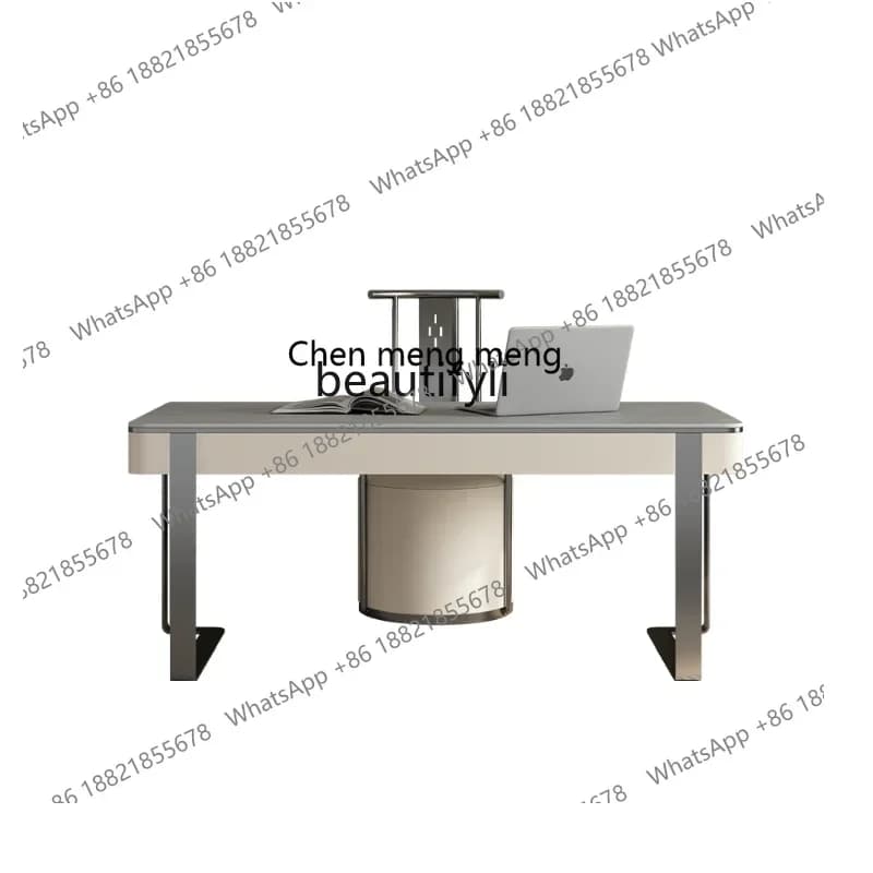 cc182R11 Italian Minimalist Light Luxury Desk Simple Stone Plate Leather Computer Desk High-End Designer Home Study Office Table