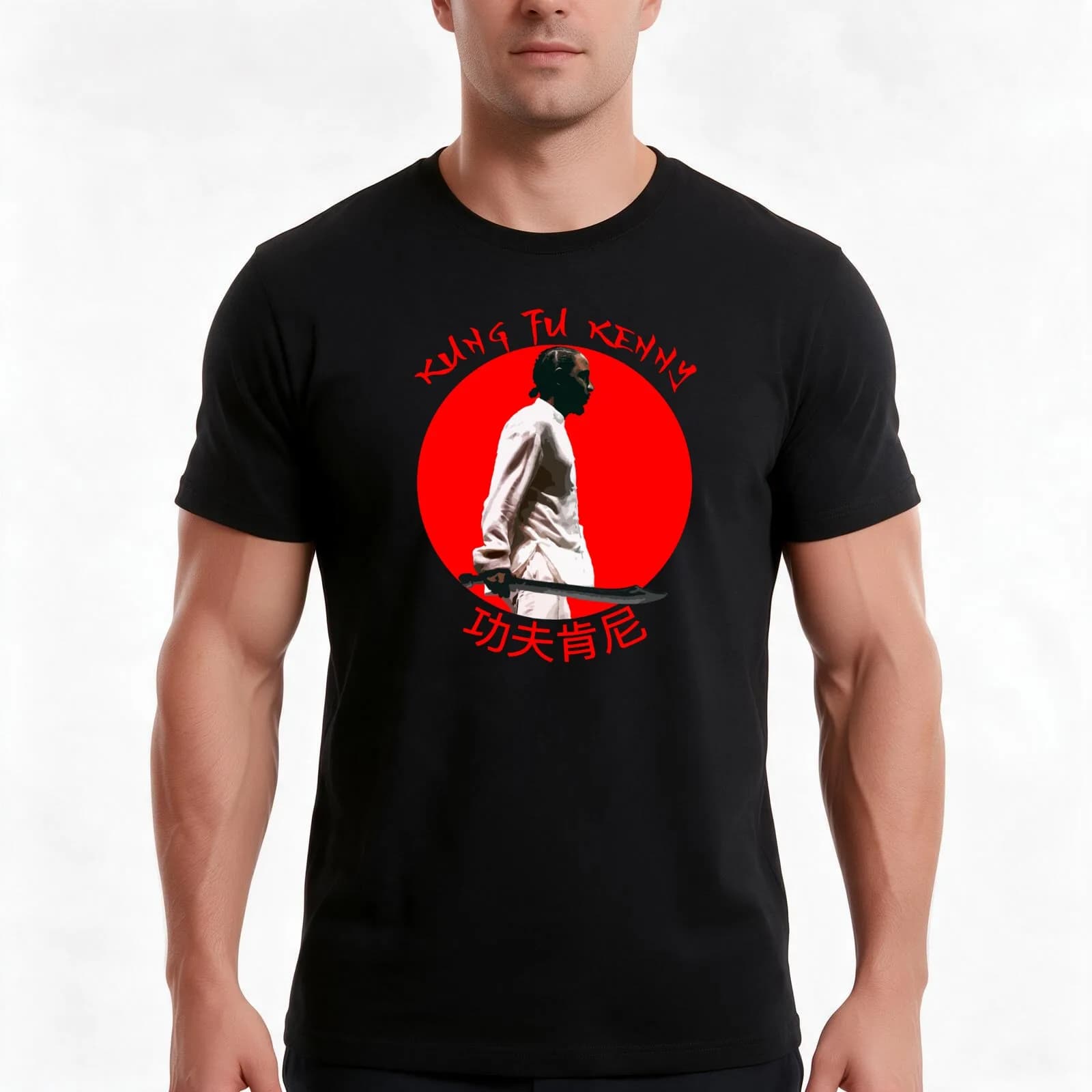 Kung Fu Kenny T-Shirt, Summer Casual Cotton Tee, Oversized Streetwear Tops, Vintage Graphic Print, Loose Fit Short Sleeve