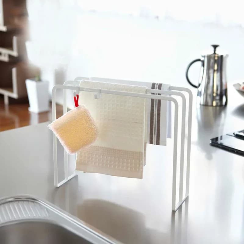 Kitchen Countertop Towel Rack, Free Standing Hand Towel Holder, Metal 3-Bar Towel Hanger for Dish Cloths, Washcloths, Bathroom