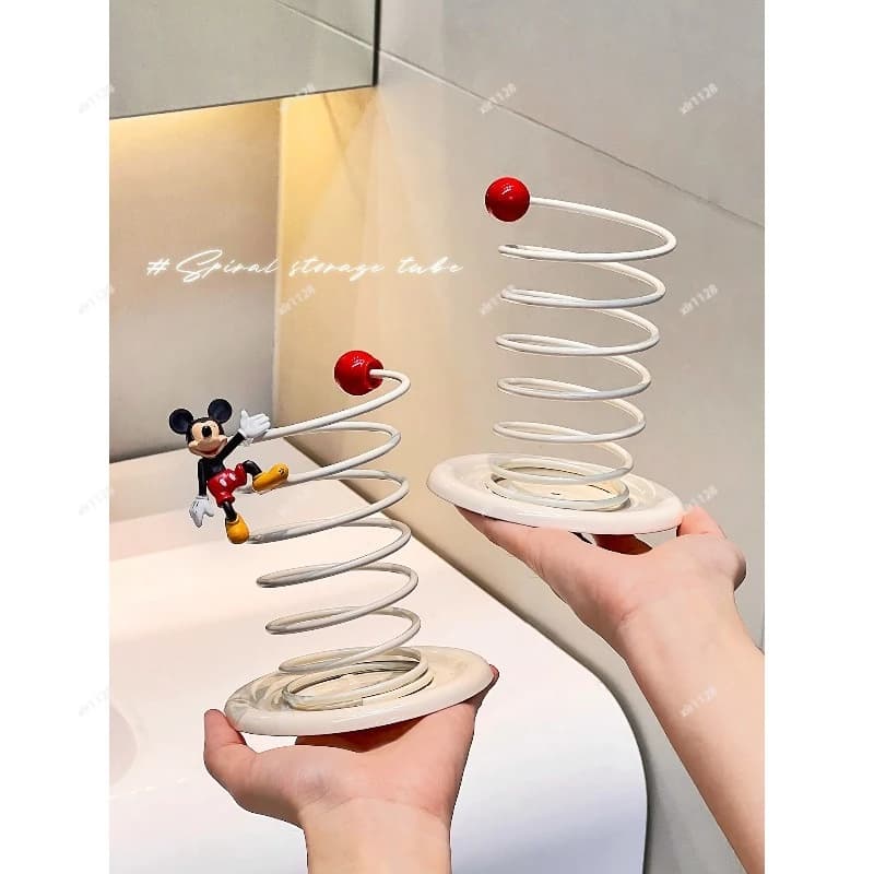Stylish Countertop Organizer, Spring Design Container for Bathroom Sundries Cosmetic Tools