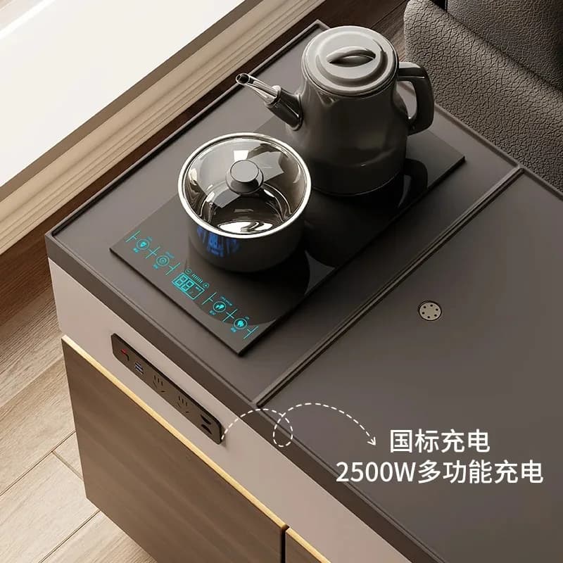 Italian Minimalist Mobile Tea Cabinet with Integrated Kettle Sofa Side Table High-End Small Coffee Table for Household