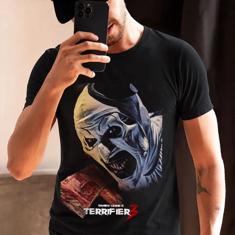 Retro Horror Movie Terrifier Art The Clown Killer Scary Halloween Gift T Shirt 0912 Short Sleeve Graphic clothes All size tops