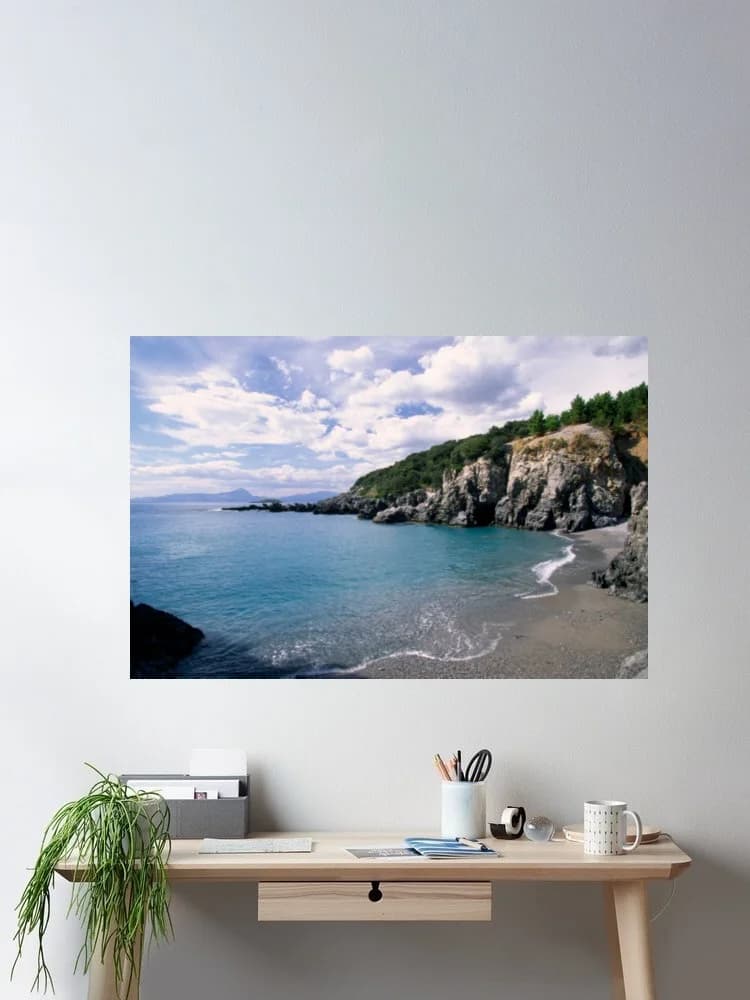 Acquafredda di Maratea Beach in Basilicata, Italy Photo Canvas POSTER ,Home Decor Wall art painting