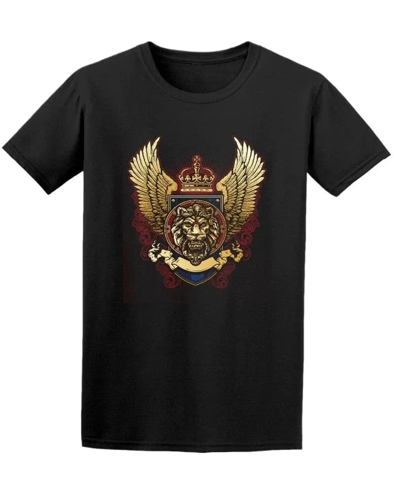 Fashion Lion Wing Shield Logo T-Shirt. Summer Cotton O-Neck Short Sleeve Mens T Shirt New S-3XL