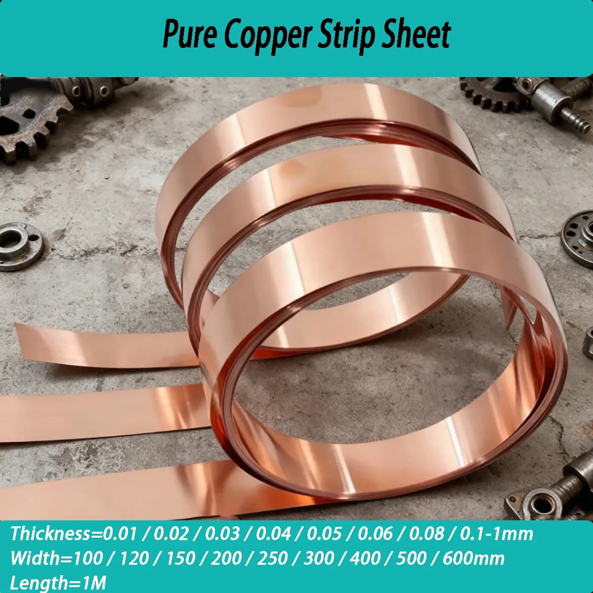 Length 1M Pure Copper Strip Sheet - Copper Foil Thin Copper Sheet Grounding Copper Tape Heat Dissipation Copper Plate
