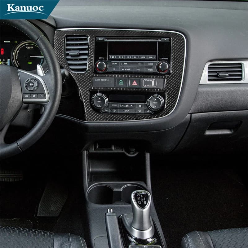 Carbon Fiber Center Control Surround Stickers For Mitsubishi Outlander Without Navigation 2014-2016 Car Interior Accessories