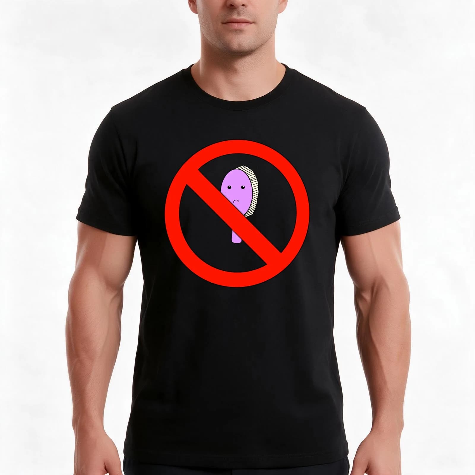 No Hair Brush Allowed! - White Version T-Shirt, Summer Casual Cotton Tee, Oversized Streetwear Tops, Vintage Graphic Print