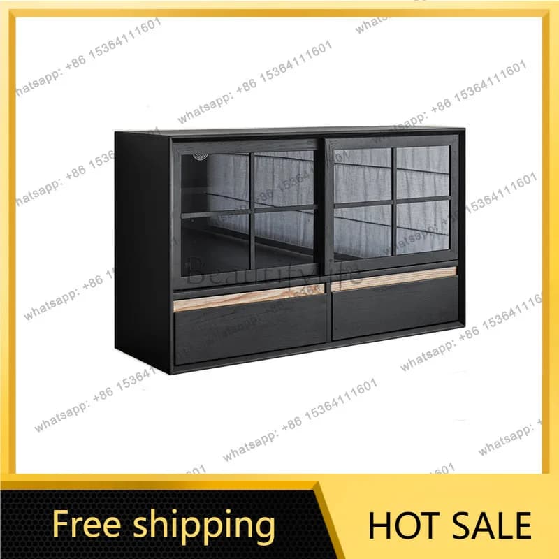 LS light luxury medieval modular free combination cabinet living room TV storage solid wood glass bookcase