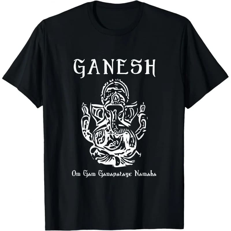 0413 Elephant Om Yoga Ganesha Indian God Ganesh Gift T-Shirt 100% cotton print Tee Short Sleeve Graphic clothes All size tops