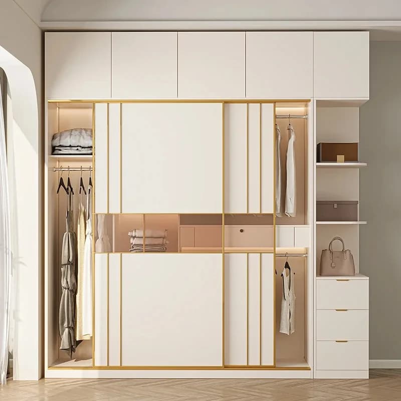 Sliding Doors Wood Wardrobes Modern Elements Hotel Wooden Wardrobe Closet Storage Space Saving Armario Resina Furniture Home