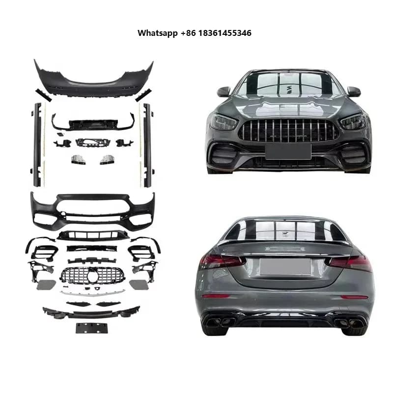 For 2021-2023 E Class W213 Upgrade E63S Body Kit Side Skirt Rear Diffuser With Tips Grille